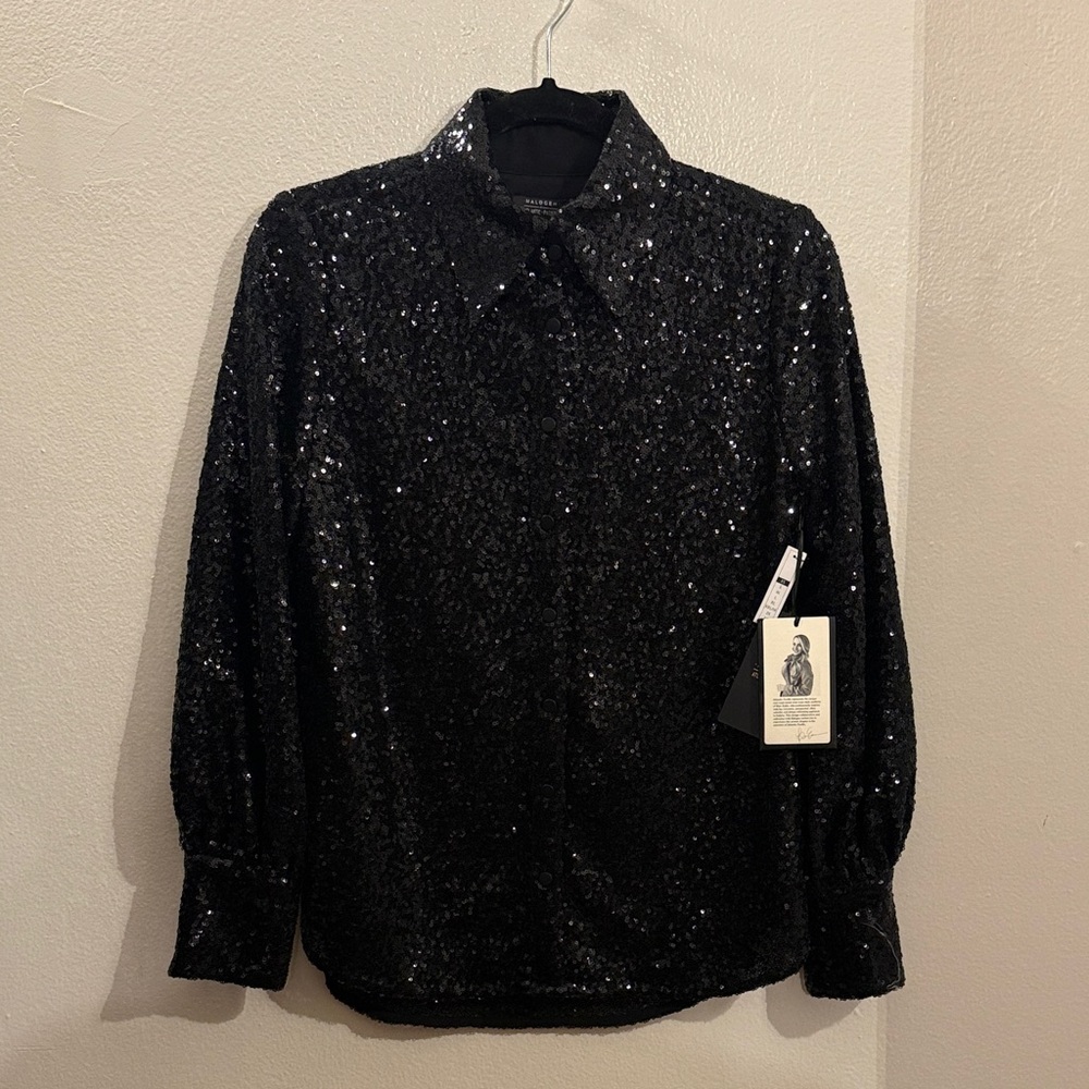 Nordstrom Halogen Black Sequin Button-Down Shirt